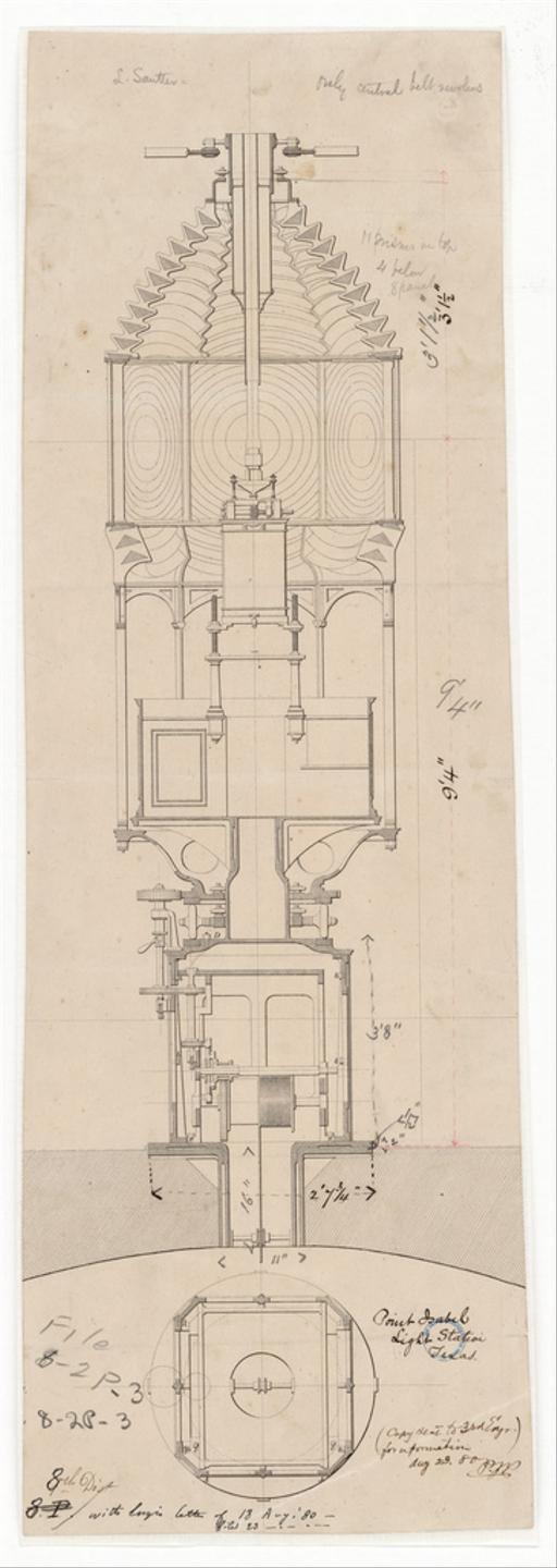 Drawing of the Point Isabel Lighthouse, Texas Lantern… — NARA and DVIDS ...