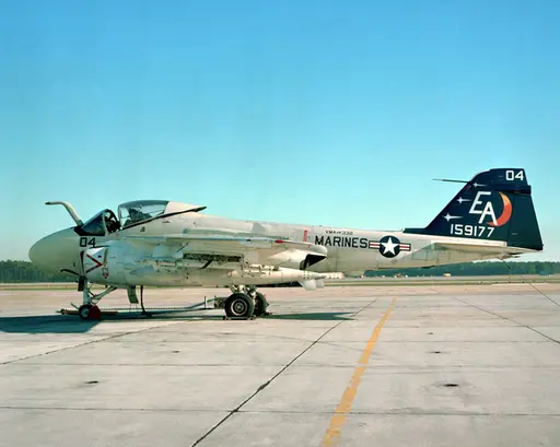 A left front view of a Marine A-6E Intruder aircraft… — NARA and
