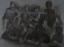 A drawing of a group of people in a room. Original Art by MJ, Dated 28 December 1943, Sailors view film. Courtesy U.S. Navy Combat Art Center