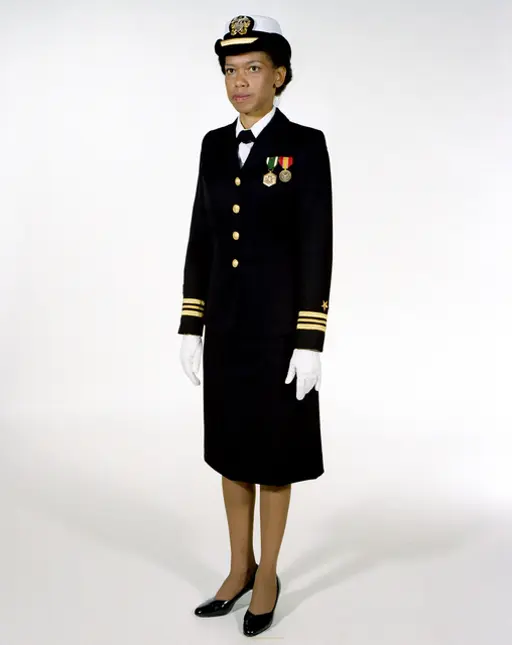 army enlisted dress blues Women's blue uniform with service hat, — PICRYL One convenient horizontal pocket premium lace resort dress Schiaparelli Inspired Backless Streachy Size:XXL/XXL-16//18