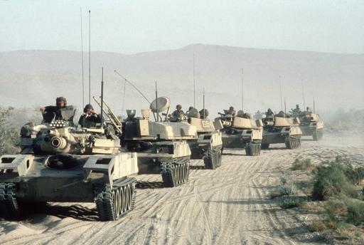 M551 Sheridan light tanks cross the desert during an Opposing Forces ...