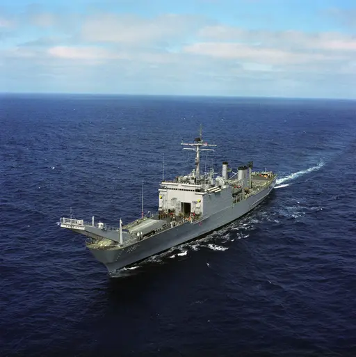 An overhead bow view of the US Navy (USN) Newport Class… — PICRYL