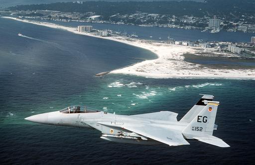 A 33rd Tactical Fighter Wing F-15C Eagle aircraft passes… — PICRYL