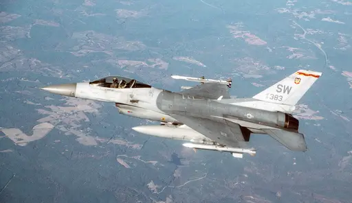 A view of a US Air Force F-16CJ Fighting Falcon aircraft… — PICRYL