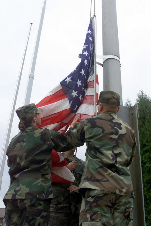 US Air Force (USAF) Honor guard members with the 52nd Fighter Wing (FW ...