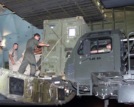 Supplies in containers from the US Marine Corps (USMC) 2nd Battalion ...