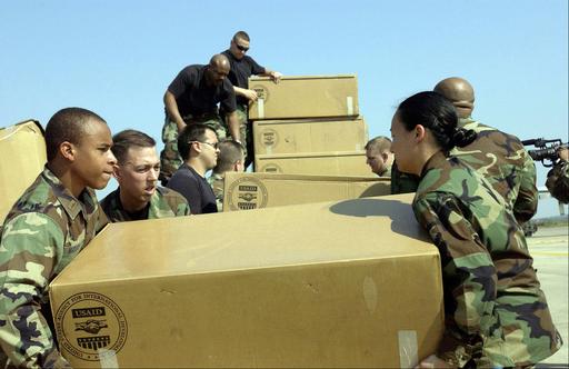 U.S. Air Force Airmen from the Tanker Airlift Control Element (TALCE ...