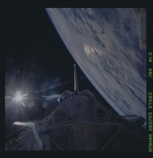 STS083-709-013 - STS-083 - View of Spacelab module in payload bay with ...