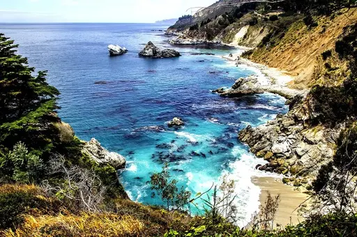 A view of the ocean from the top of a hill. California… — PICRYL
