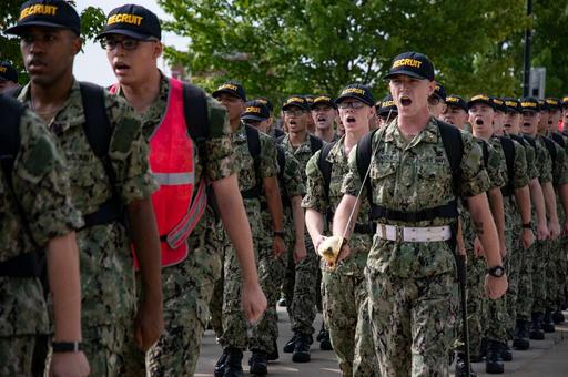 Recruits march in formation at Recruit Training Command (RTC). - PICRYL ...