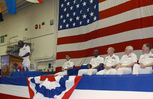 Chief Warrant Officer Leon Cole delivers his remarks after