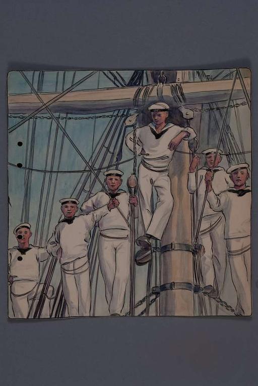 Uniformsteckning i original av Einar von Strokirch, med flottans mundering., naval uniforms, einar von strokirch, drawing, military, uniforms, flottans mundering