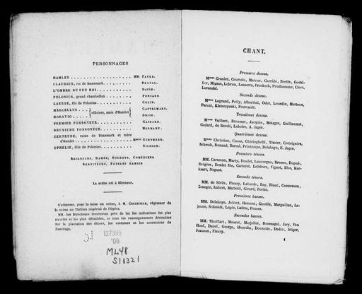 Hamlet. Libretto. French Opera. Public domain libretto, Library of ...