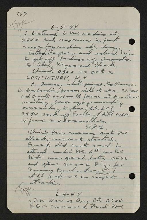 George S. Patton Papers: Diaries, 1910-1945; Original; 1944, May 31-Oct. 2