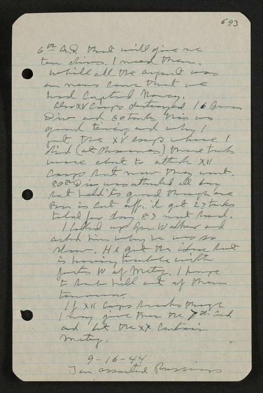 George S. Patton Papers: Diaries, 1910-1945; Original; 1944, May 31-Oct. 2