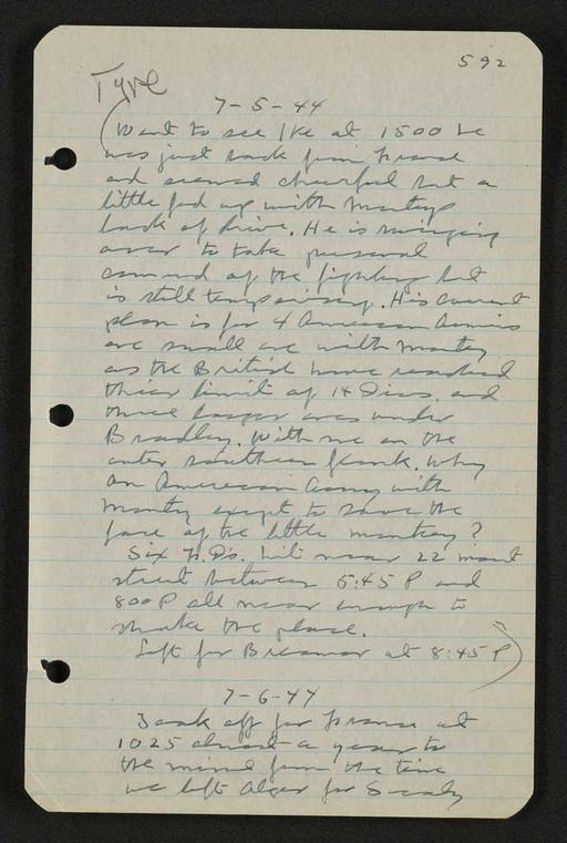 George S. Patton Papers: Diaries, 1910-1945; Original; 1944, May 31-Oct. 2