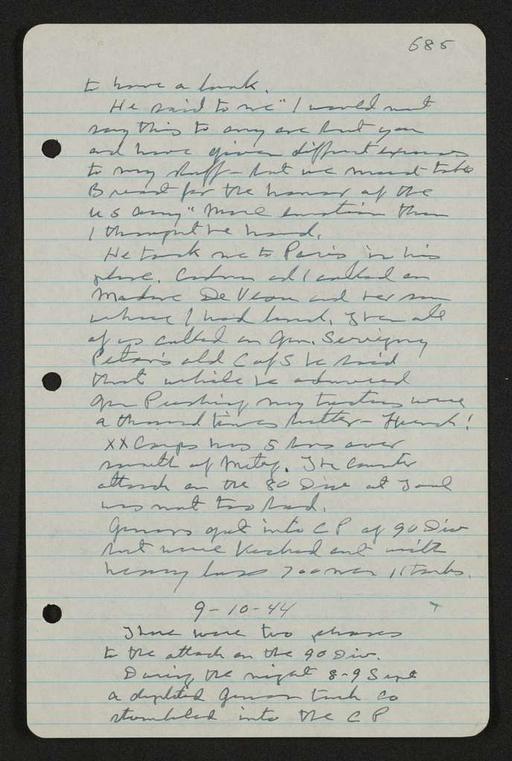 George S. Patton Papers: Diaries, 1910-1945; Original; 1944, May 31-Oct. 2