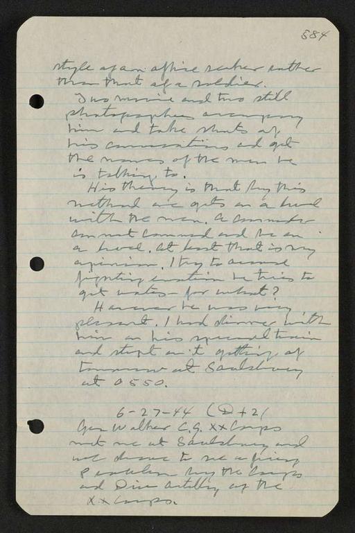 George S. Patton Papers: Diaries, 1910-1945; Original; 1944, May 31-Oct. 2