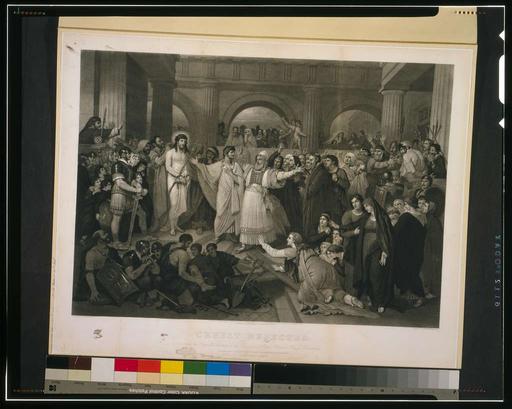 Christ rejected / the original by B. West, 1819 ; engraved by John Sartain, Philadelphia., 1870., christ, rejection, crowd, religion, bible, new testament, engraving, john sartain, b west