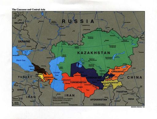 The Caucasus and Central Asia. - Public domain map - PICRYL - Public ...