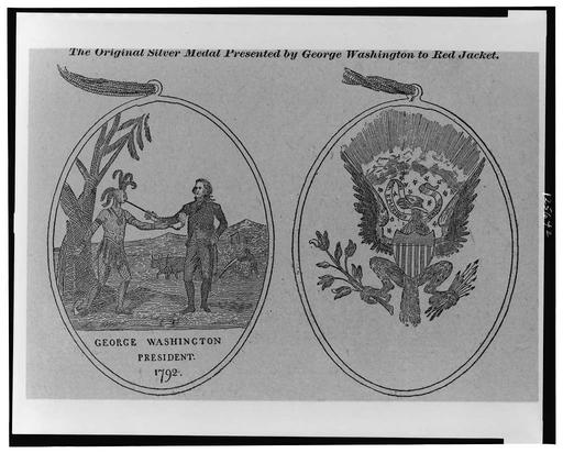 The original silver medal presented by George Washington to Red Jacket, silver medal, george washington, red jacket, seneca chief, native american history, historical artifact
