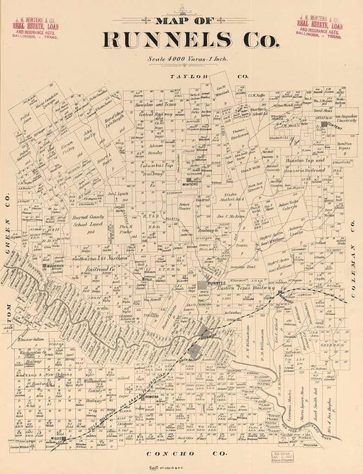 Map of Runnels Co. - Public domain vintage map - PICRYL - Public Domain ...