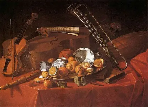 Nature morte en trompe l'œil aux instruments de musique et
