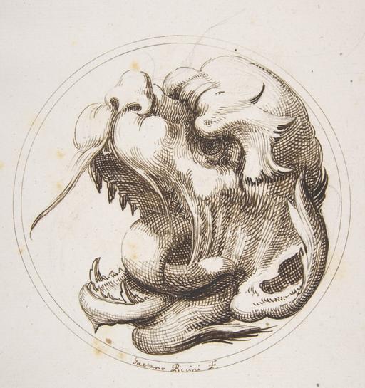 Large Grotesque Head With an Open Mouth Looking to the Left Within a ...