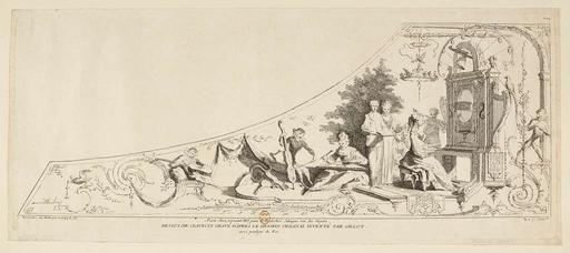 Dessus de clavecin , gravé d'après le dessein original inventé par Gillot (gravés par Caylus)(estampe) - btv1b85311958 (2 of 2), harpsichord, soundboard, engraving, musical instrument, gillot, design