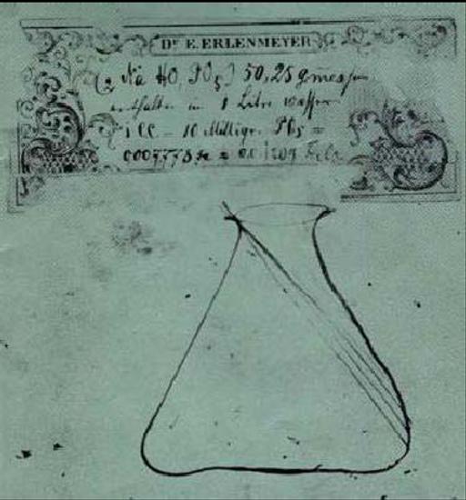 Matraz de Erlenmeyer - Diseño original, erlenmeyer flask, conical flask, laboratory equipment, glassware, chemistry, science, flask