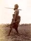 Aboriginal man with spear, woomera (spear-thrower) and waddy, South Australia. ca. 1876