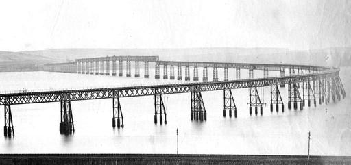 Original Tay Bridge before the 1879 collapse, tay bridge, railway bridge, bridge collapse, transportation, engineering, disaster, river tay