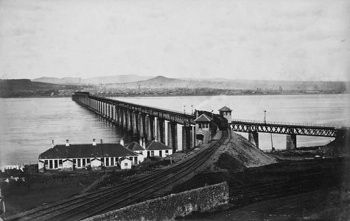 Original Tay Bridge from south before collapse (user restored version), tay bridge, bridge, railway bridge, collapse, transportation, engineering, river, firth of tay