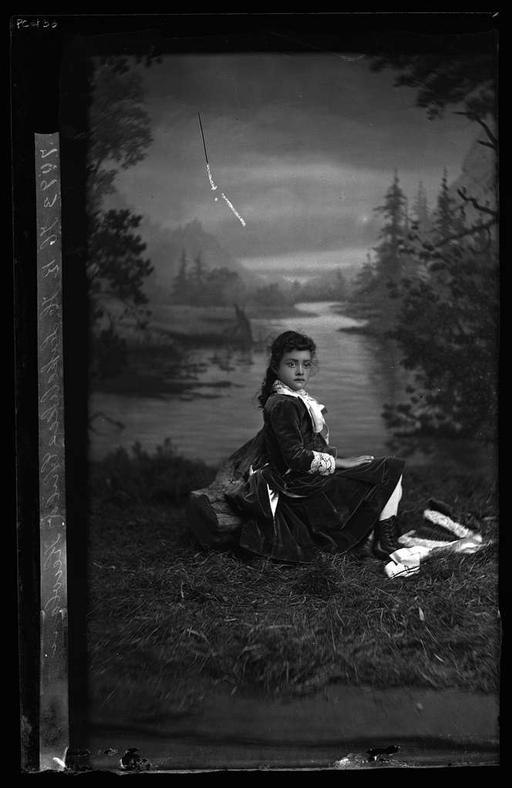 Kaiulani in riding gown (PNLPC-2-07537, original), princess kaiulani, hawaii, riding gown, portrait, hawaiian royalty, 19th century