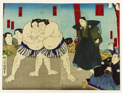 Yokohama-Sumo-Wrestler-Defeating-a-Foreigner-1861-Ipposai-Y