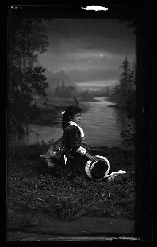Young Kaiulani with bonnet (PNLPC-2-07548, original), princess kaiulani, bonnet, portrait, hawaiian royalty, young girl, historical figure