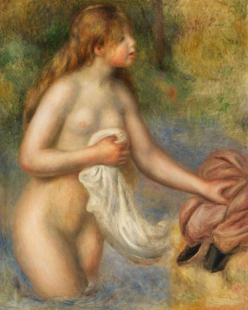 Pierre-Auguste Renoir - Bather (Baigneuse) 1895, Paris, France, Painting, nude, woman, landscape, impressionism, bather, art, painting, female, figure