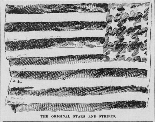 The Original Stars and Stripes (1896), flag, american flag, stars and stripes, history, united states, illustration, vintage, drawing, patriotism, national symbol