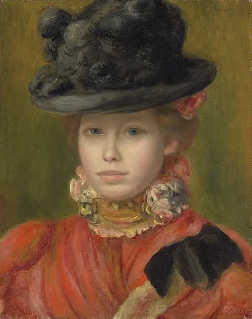 Femme au corsage rouge et au chapeau noir by… — PICRYL - Public