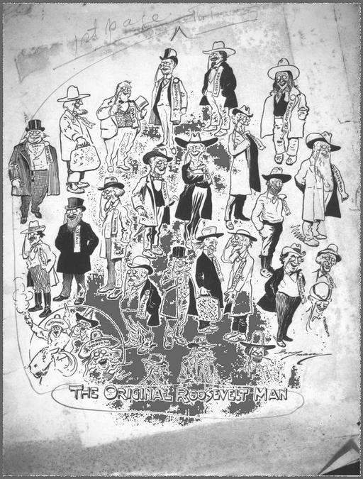 The Original Roosevelt Man - DPLA - 48bc76fa2e2aafec45ce09774c2c9874, theodore roosevelt, political cartoon, satire, united states, states, caricature, early 20th century, politics, illustration, history
