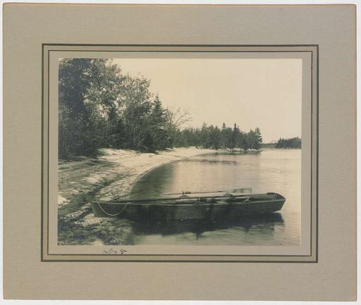Scene on Aylesford Lakes No 8 (HS85-10-24826) original, lake, trees, boat, water, landscape, nature, shore, reflection