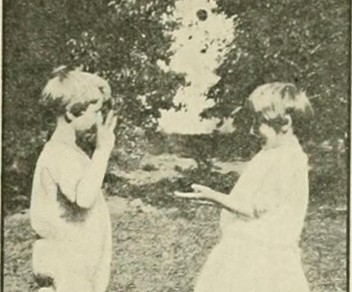 Rhythmic action plays and dances; a book of original games and dances, arranged progressively, to Mother Goose and other action songs, with a teaching introductory; for the kindergarten, primary (14582702978), children, dancing, circle, book cover, outdoors, games, dances