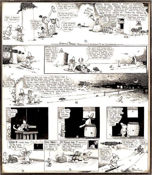 Krazy Kat 1916-08-06 original, krazy kat, ignatz mouse, comic strip, newspaper comic, black and white, cartoon