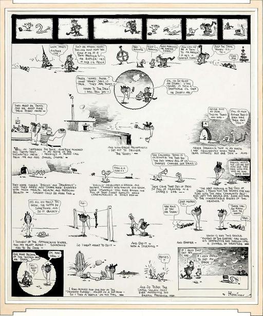 Krazy Kat 1917-11-04 original, krazy kat, ignatz mouse, offissa pupp, comic strip, newspaper comic, anthropomorphic animals, brick, humor