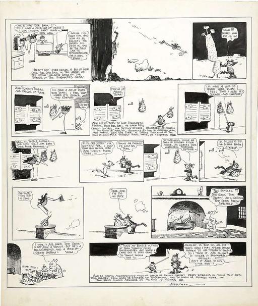 Krazy Kat 1919-12-21 original, comic strip, krazy kat, ignatz mouse, brick, throwing, cat, mouse, humor, newspaper comic