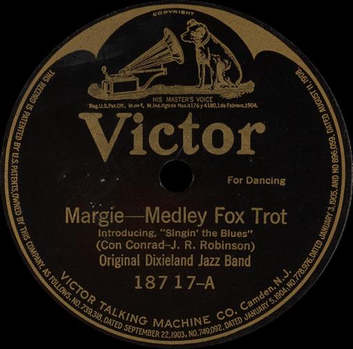 Margie - Original Dixieland Jazz Band - Label, margie, original dixieland jazz band, jazz, record label, music, 1920 s