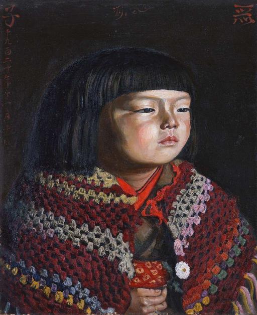 Reiko with a Woollen Shawl by Kishida Ryusei 1920 (Woodone