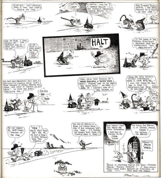 Krazy Kat 1922-10-08 original, krazy kat, ignatz mouse, offissa pupp, comic strip, newspaper comic, brick, cat, mouse, dog, slapstick