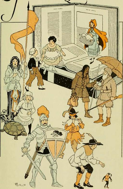 Journeys through Bookland - a new and original plan for reading applied to the world's best literature for children (1922) (14596581928), children, books, fantasy, landscape, reading, characters, illustration