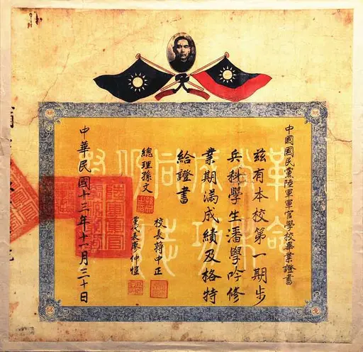 孫中山任命蔣中正為陸軍軍官學校校長的委任狀- Public domain
